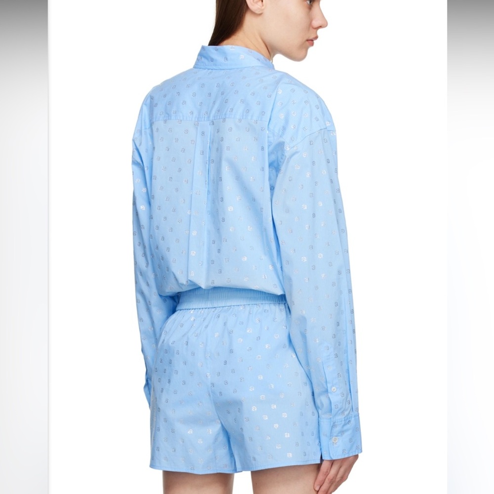 Alexander Wang Blue Rhinestone Wool/Cashmere PJ Set W Boxer Shorts Size Small - Picture 3 of 9